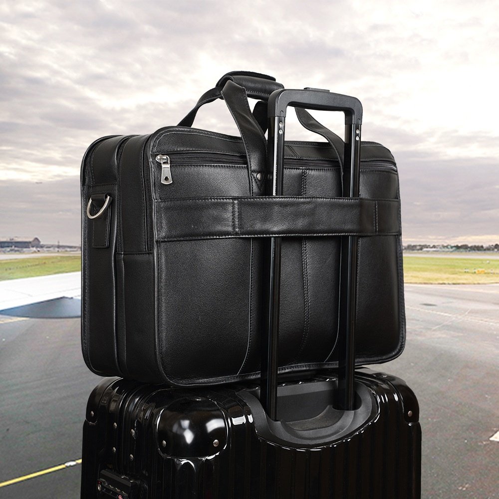 Leather Business Cowhide 17" Laptop Bag - Image 2