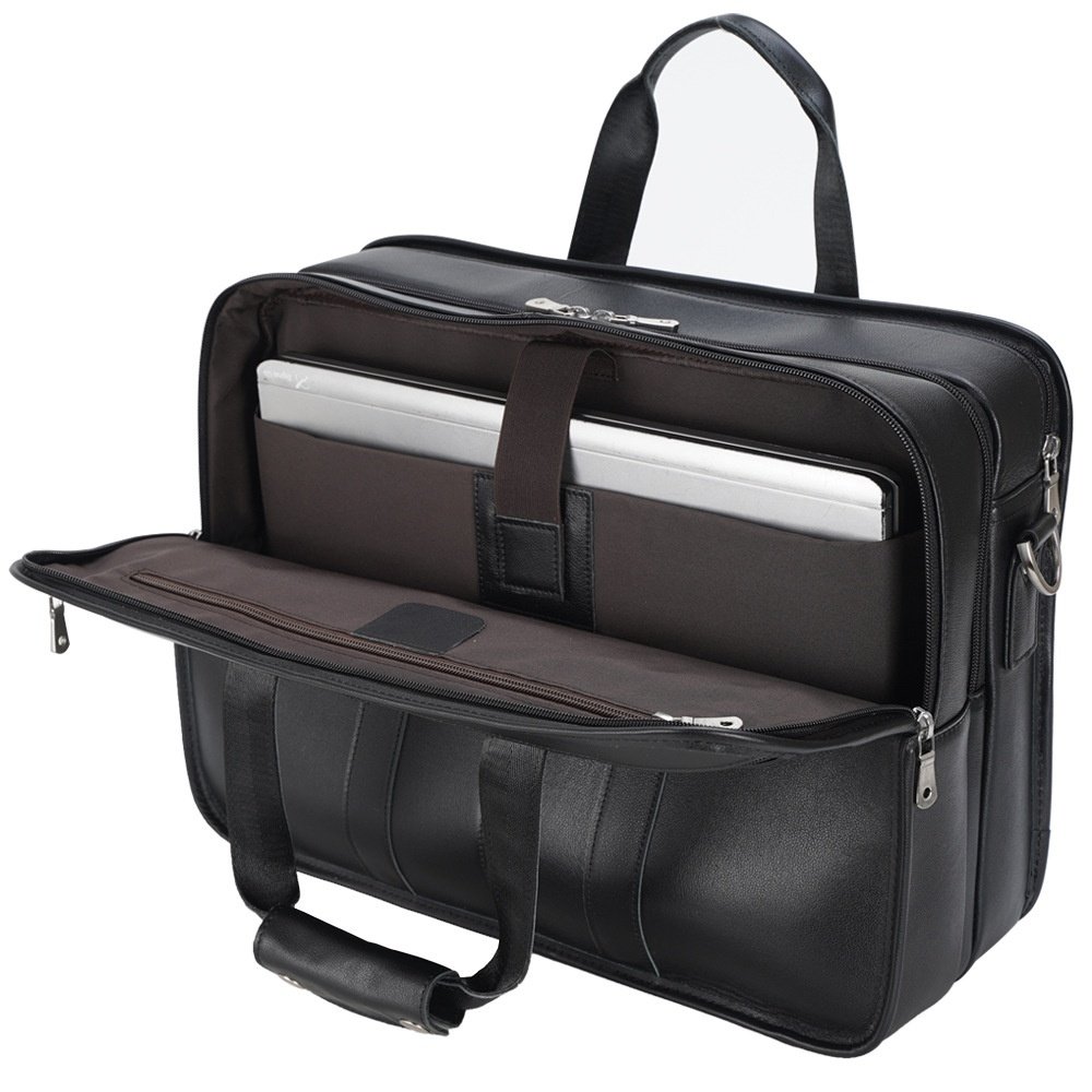 Leather Business Cowhide 17" Laptop Bag - Image 5
