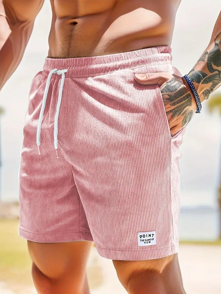 Men Corduroy Drawstring Summer Shorts - Image 5