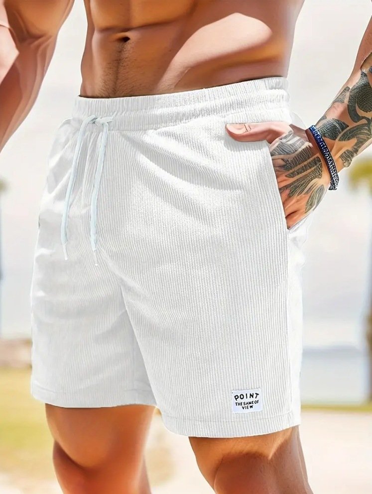 Men Corduroy Drawstring Summer Shorts - Image 3