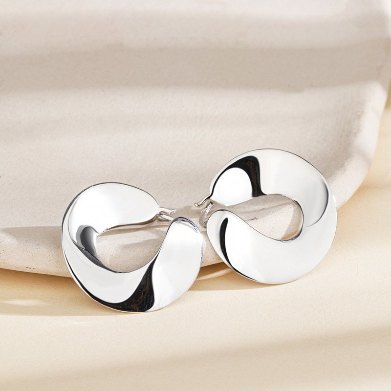 S925 Sterl. Silver Wafer Irregular Earrings - Image 4