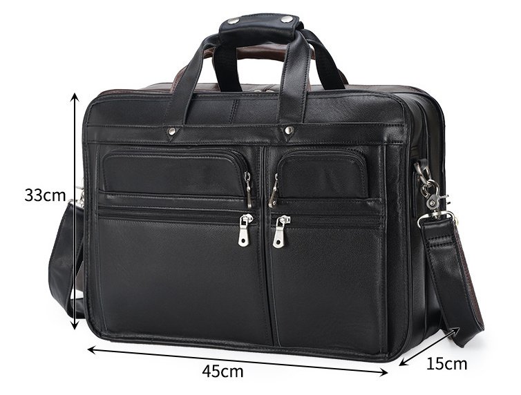 Leather Business Cowhide 17" Laptop Bag - Image 7