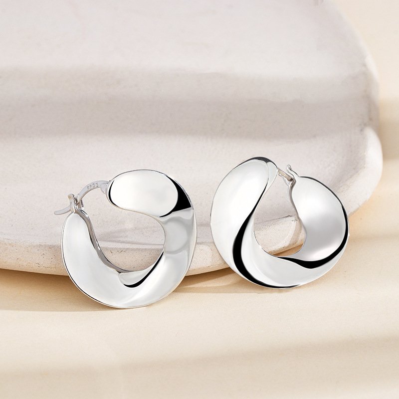 S925 Sterl. Silver Wafer Irregular Earrings - Image 7