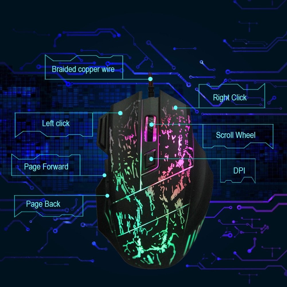 Crackle Light Wired Computer Gaming Mouse - Image 2