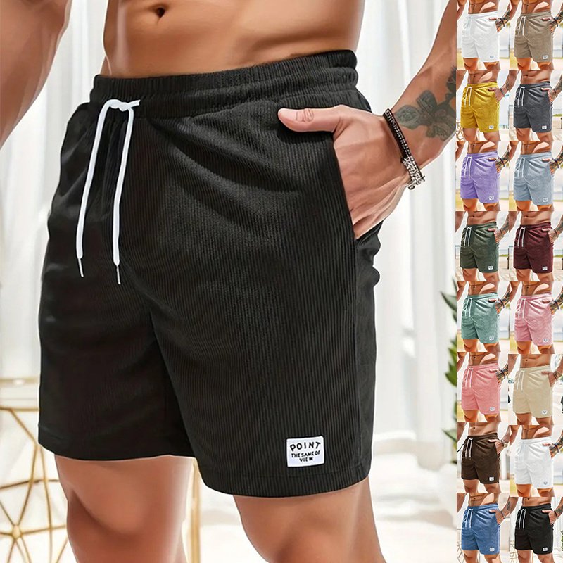 Men Corduroy Drawstring Summer Shorts
