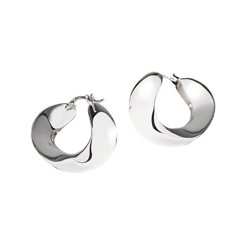 S925 Sterl. Silver Wafer Irregular Earrings - Image 10