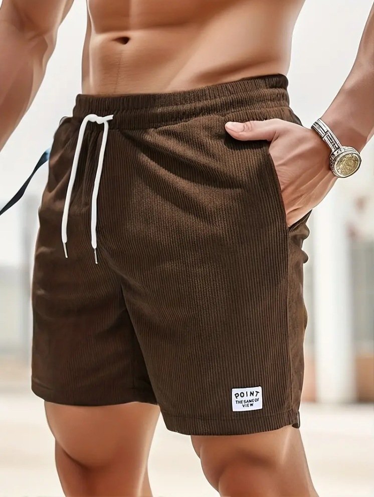 Men Corduroy Drawstring Summer Shorts - Image 8
