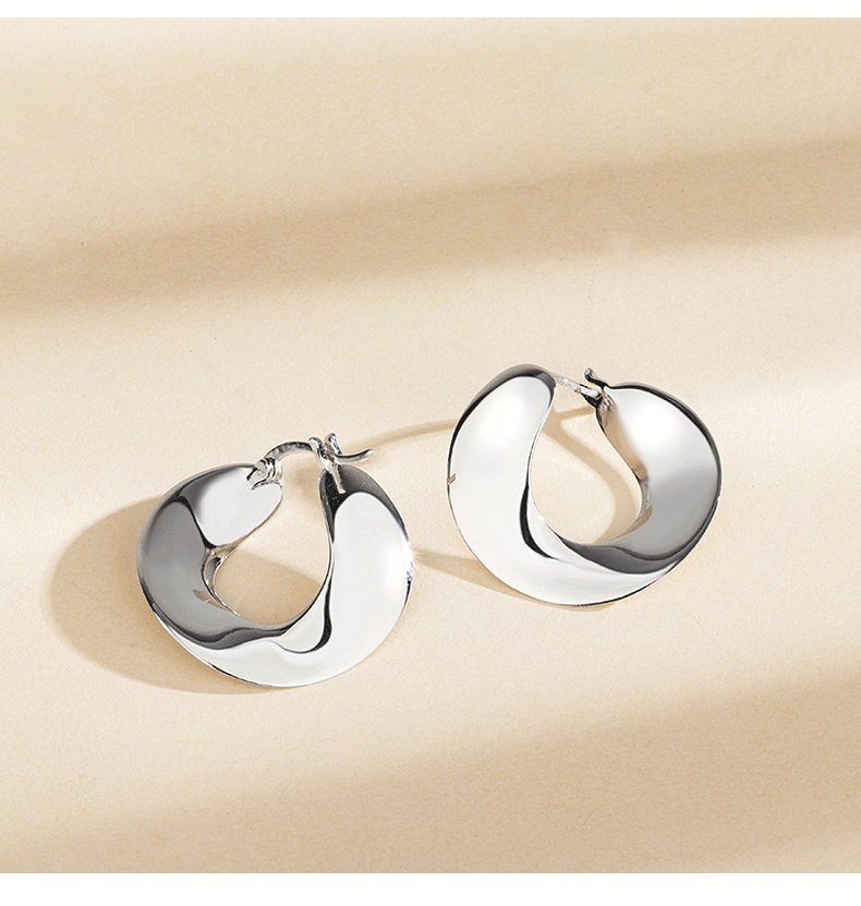 S925 Sterl. Silver Wafer Irregular Earrings - Image 5