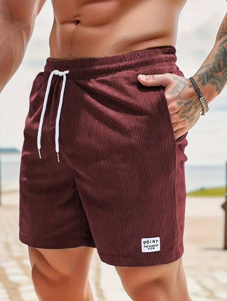 Men Corduroy Drawstring Summer Shorts - Image 9