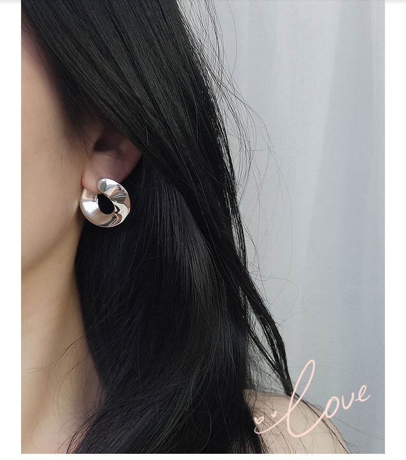S925 Sterl. Silver Wafer Irregular Earrings - Image 2