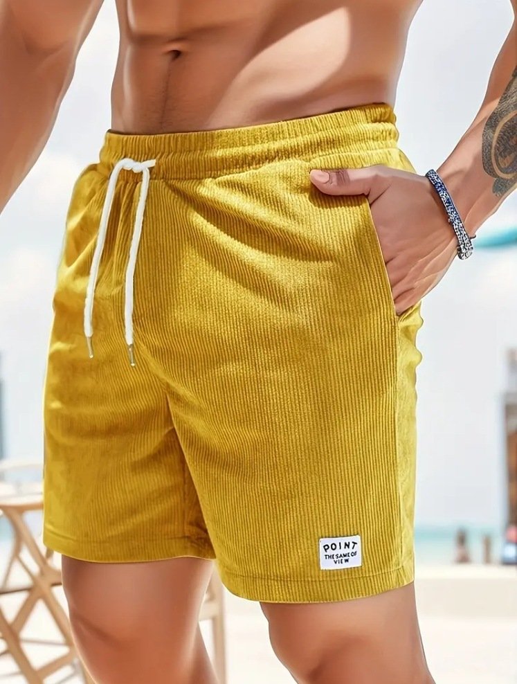 Men Corduroy Drawstring Summer Shorts - Image 6