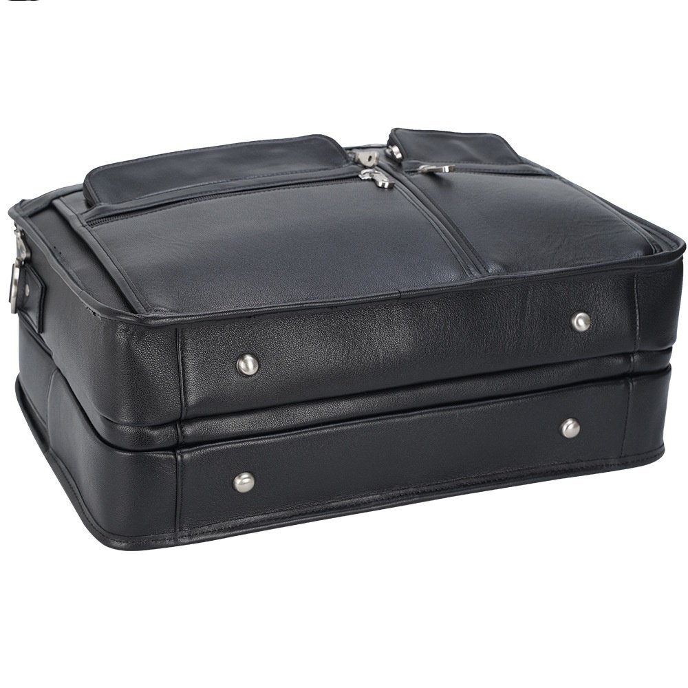 Leather Business Cowhide 17" Laptop Bag - Image 4