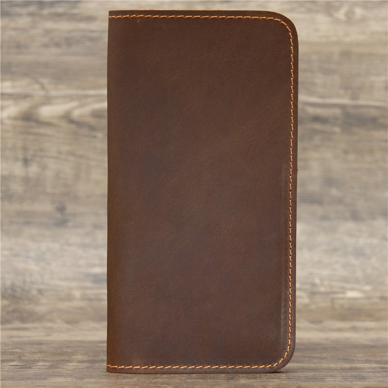 Crazy Horse Leather Long Check Card Wallet - Image 9
