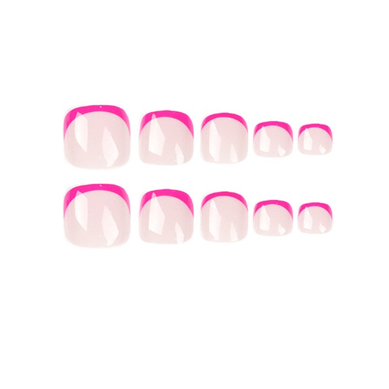 24pc French Rose Red Foot Removable Nails - Image 5