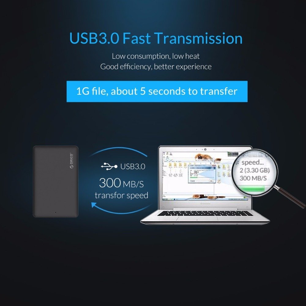 Portable USB 2.5" HDD SSD Enclosure to 2TB - Image 6