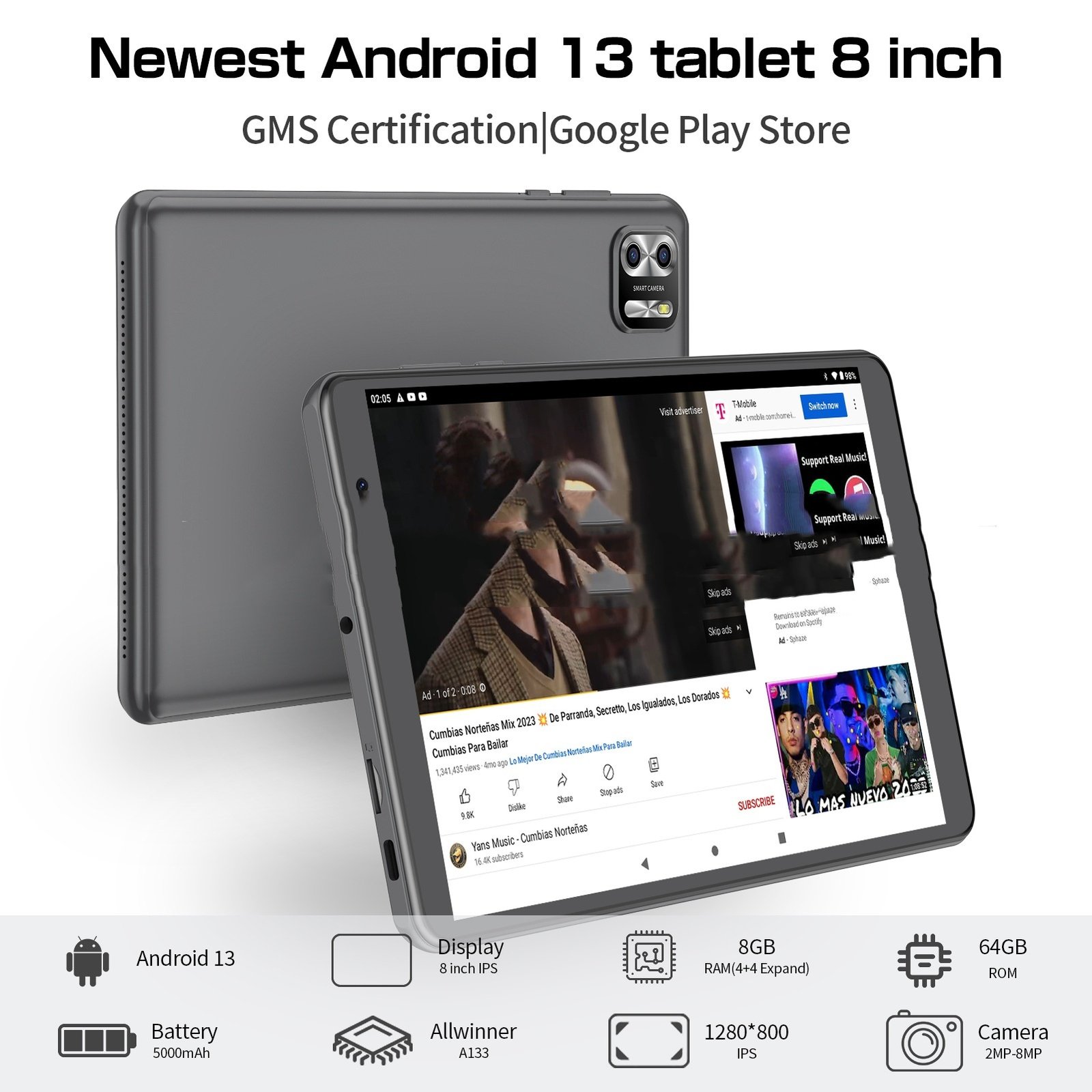 8" 13 OctaCore Android Tablet 64GB - Loaded
