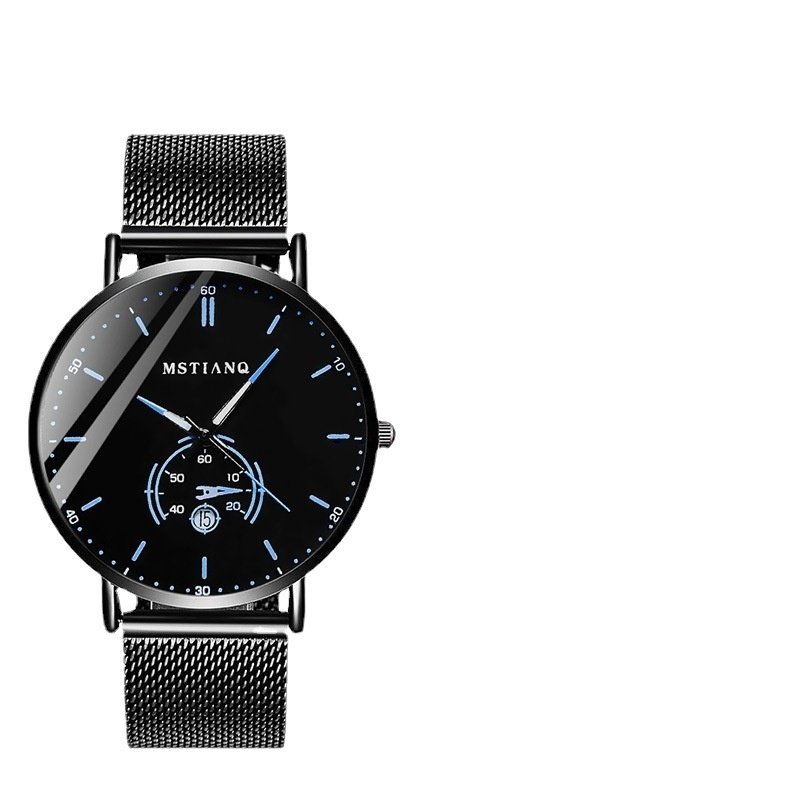 Men’s Black Steel Elegant Calendar Watch - Image 9