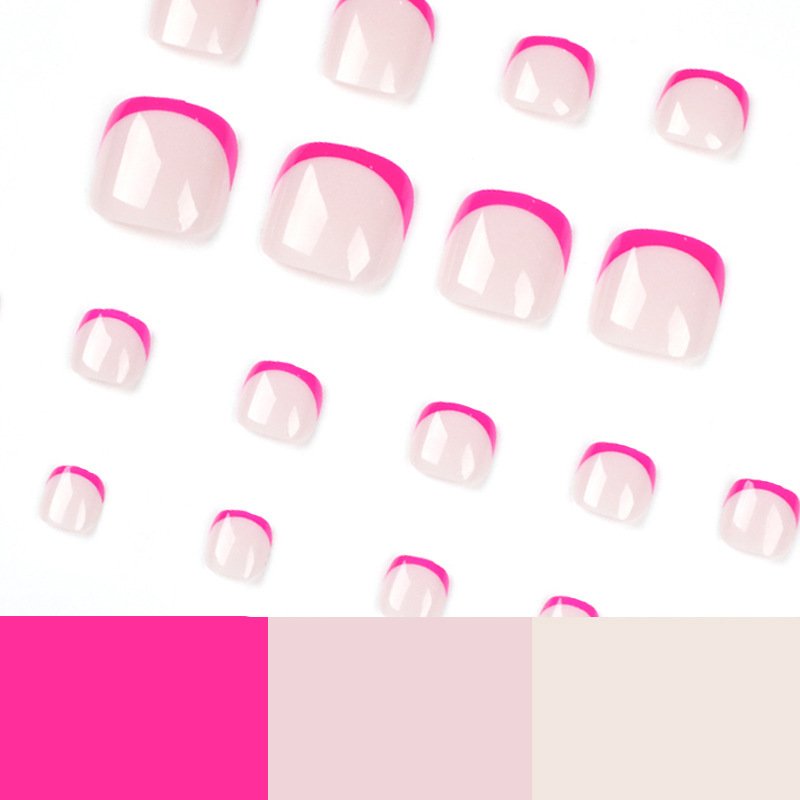 24pc French Rose Red Foot Removable Nails - Image 3