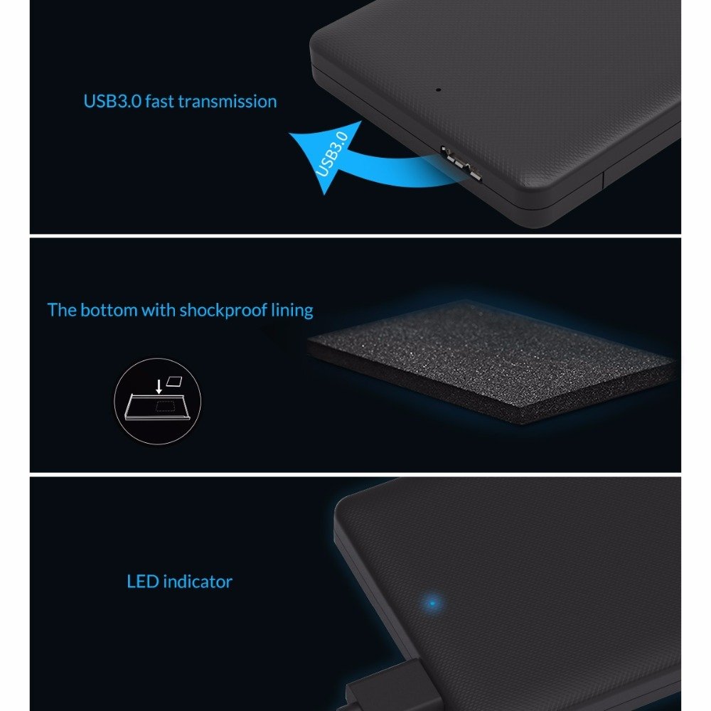 Portable USB 2.5" HDD SSD Enclosure to 2TB - Image 3