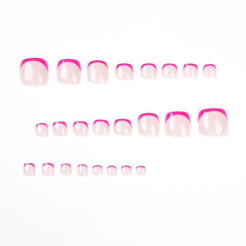 24pc French Rose Red Foot Removable Nails - Image 2