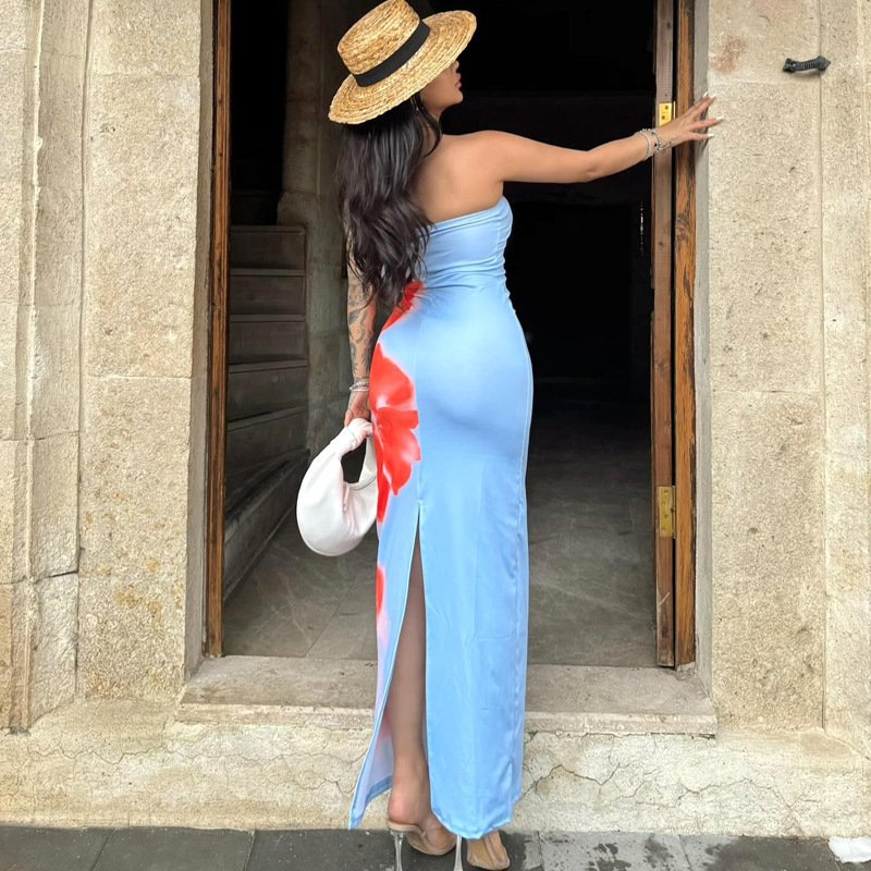 Hip Slim Slit Tube Dress Summer Party Beach - Image 2