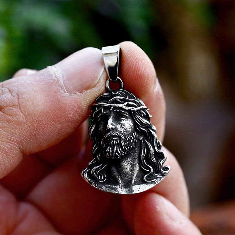 Spiritual Christ Head Pendant Necklace - Image 2