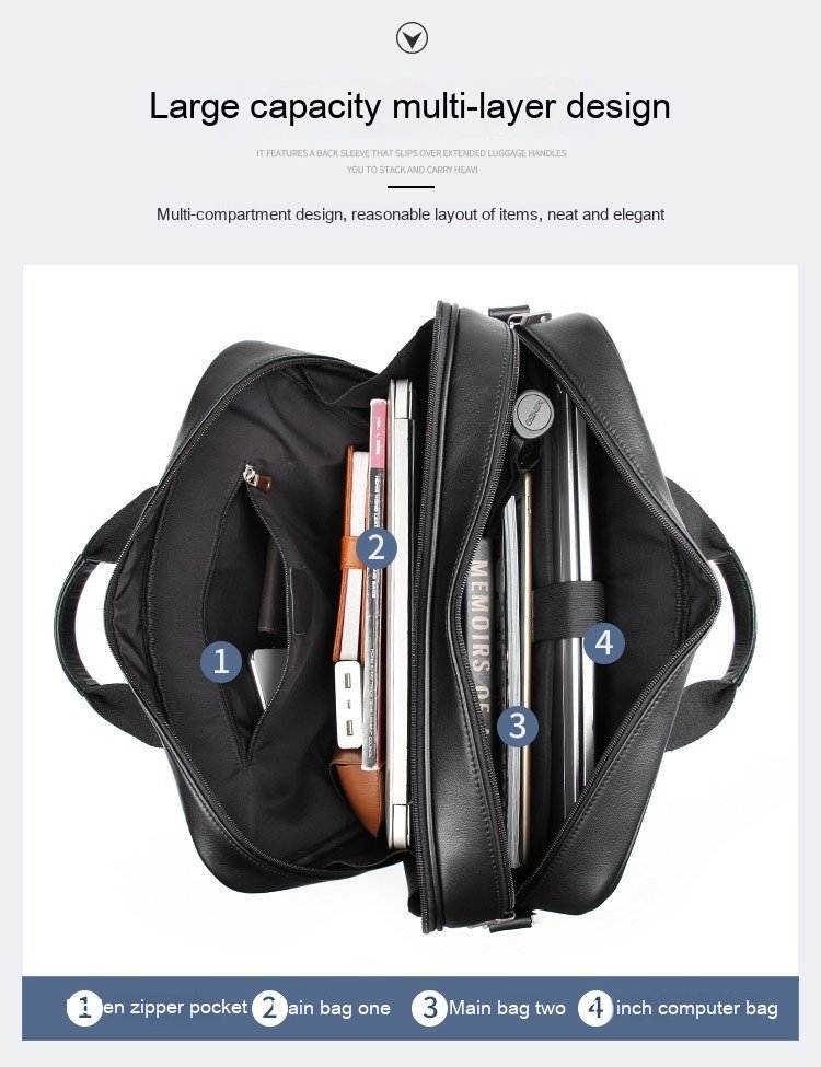 Real Napa Leather Briefcase Handbag for Men - Image 3