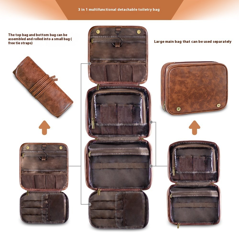 Men's Travel Hygiene PU Leather Storage Bag - Image 2