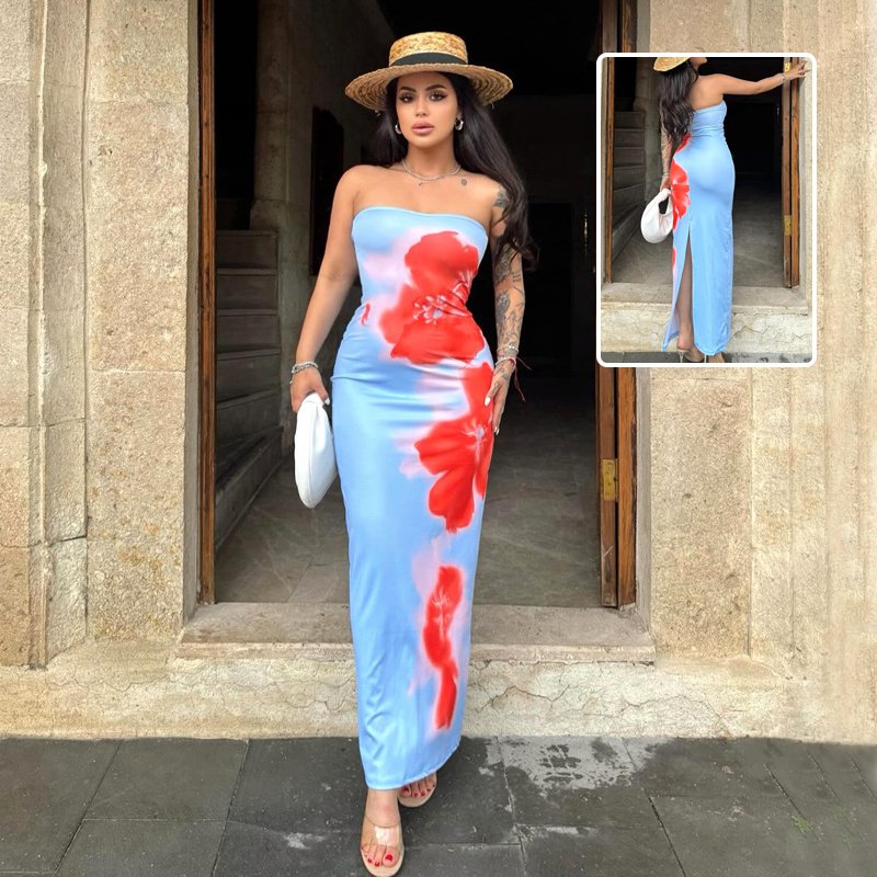Hip Slim Slit Tube Dress Summer Party Beach