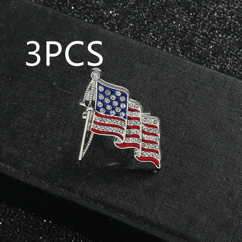 US Flag Badge Alloy Drop Oil Diamond Brooch - Image 4