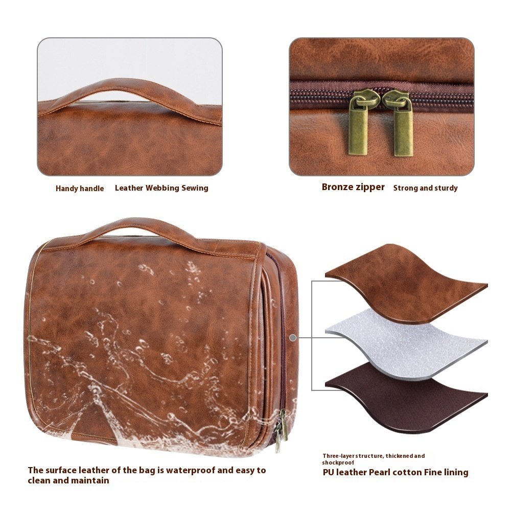 Men's Travel Hygiene PU Leather Storage Bag - Image 7