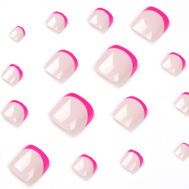 24pc French Rose Red Foot Removable Nails - Image 4