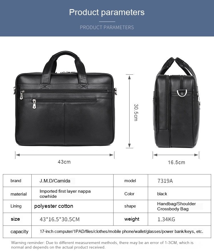 Real Napa Leather Briefcase Handbag for Men - Image 5