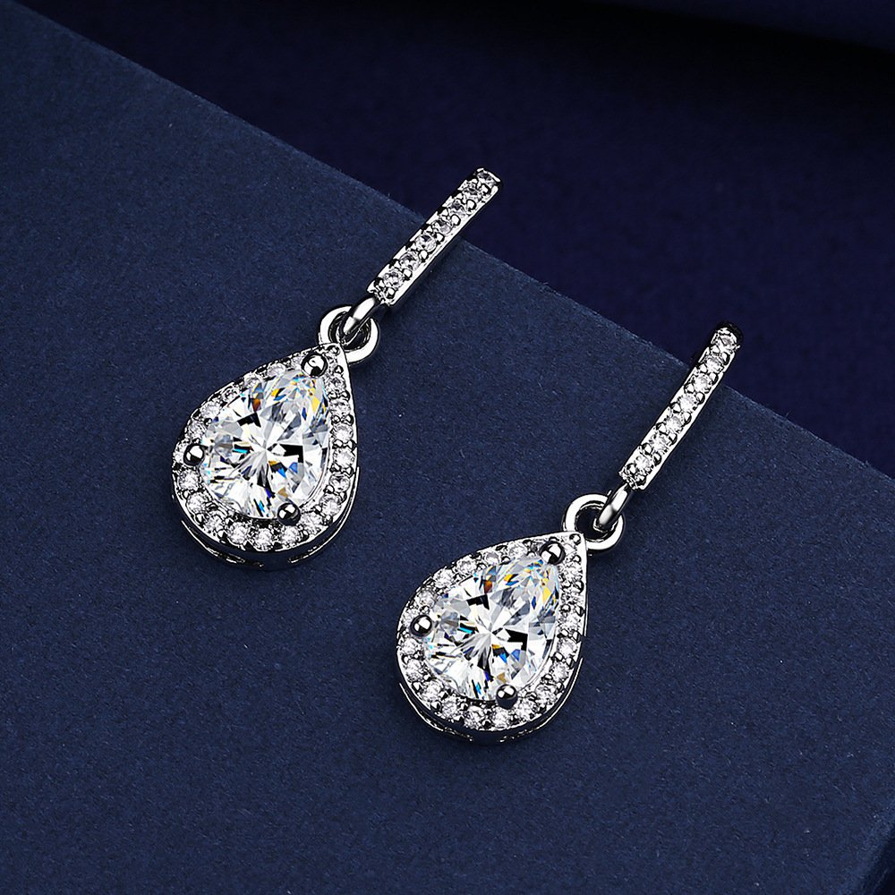 Modern Drop Shape Ear Studs Zircon Earrings