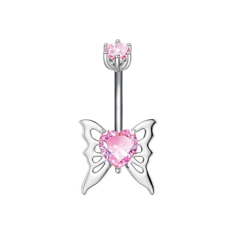 Cool Peach Heart Belly Button Ring Jewelry - Image 3