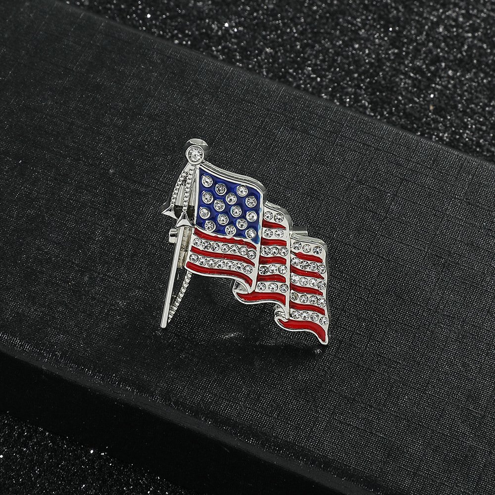 US Flag Badge Alloy Drop Oil Diamond Brooch - Image 5