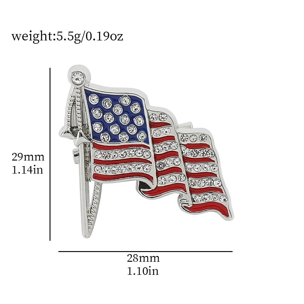 US Flag Badge Alloy Drop Oil Diamond Brooch - Image 3