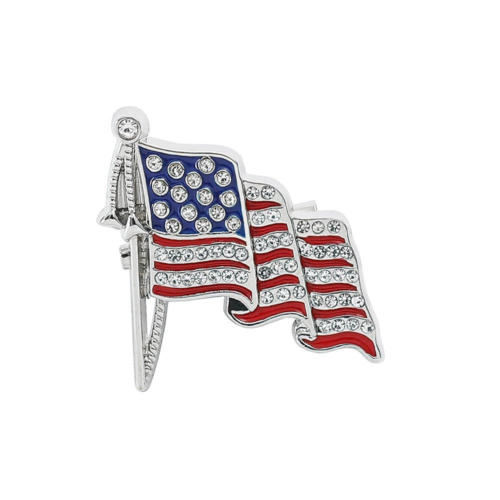 US Flag Badge Alloy Drop Oil Diamond Brooch - Image 2