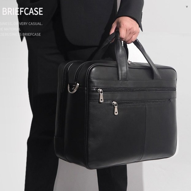 Real Napa Leather Briefcase Handbag for Men