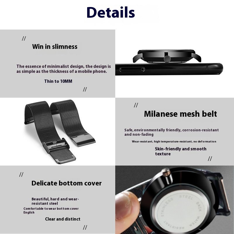 Men’s Black Steel Elegant Calendar Watch - Image 3