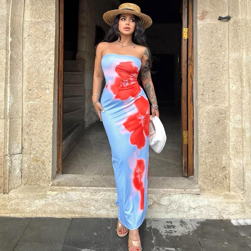 Hip Slim Slit Tube Dress Summer Party Beach - Image 5