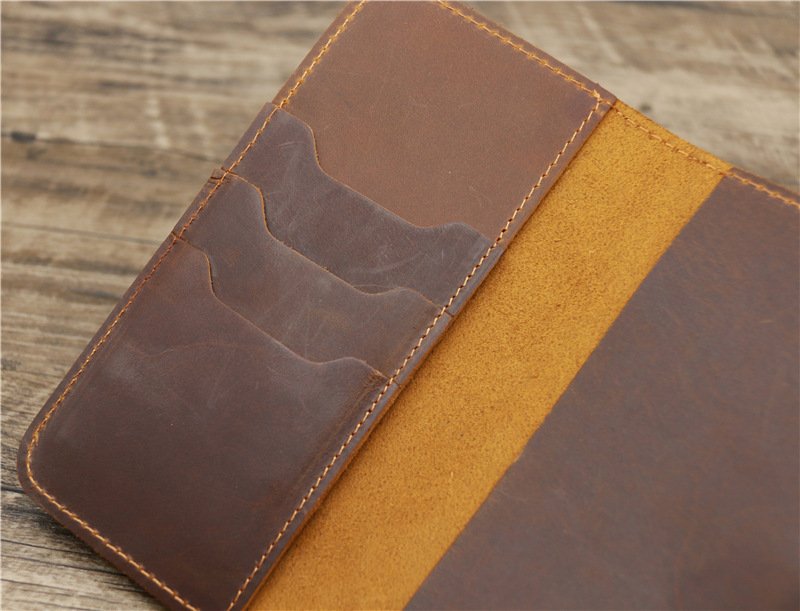 Crazy Horse Leather Long Check Card Wallet - Image 6