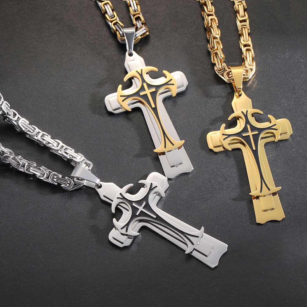 Christian Trinity Cross Necklace for Men - Image 2