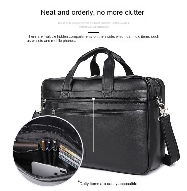 Real Napa Leather Briefcase Handbag for Men - Image 7