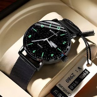 Men’s Black Steel Elegant Calendar Watch - Image 10