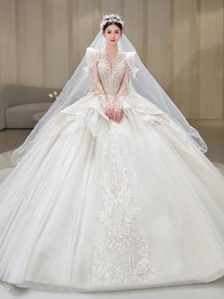 Timeless French Long Sleeve Wedding Dress - Image 6