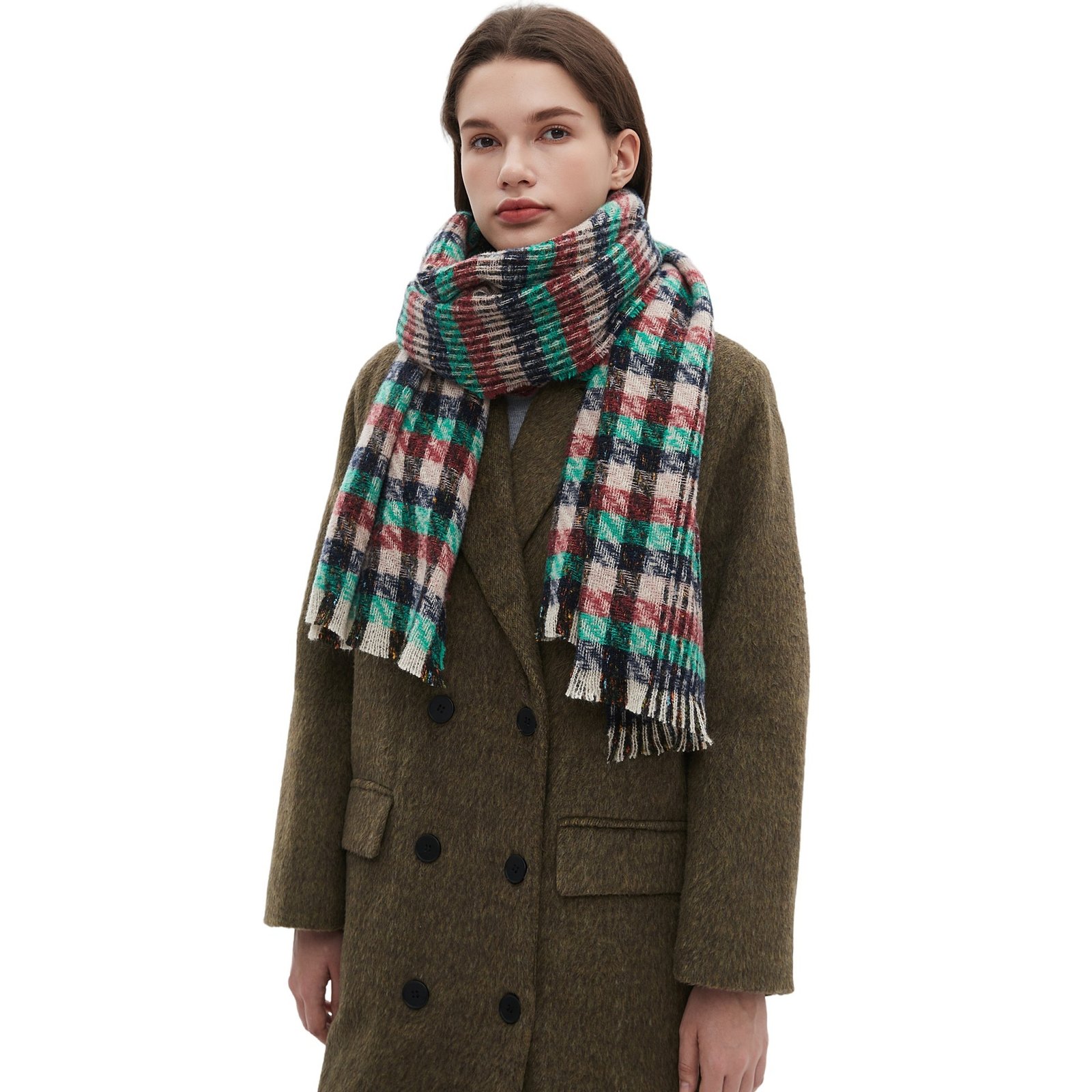 US/EU Style Winter Worm Plaid Scarf Shawl - Image 8