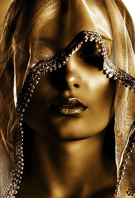 Golden Veil Woman Living Room Canvas Print - Image 3