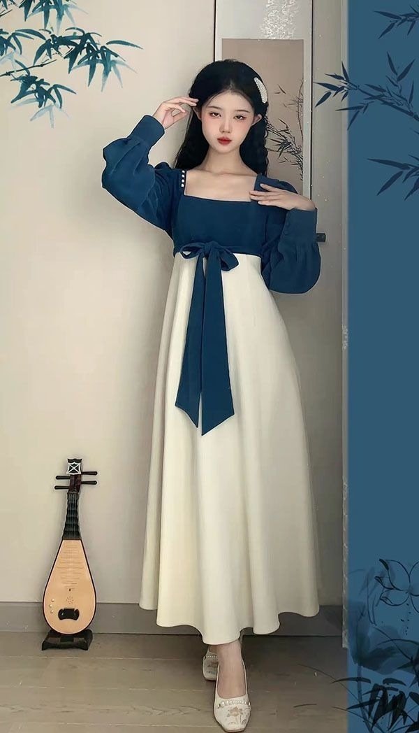 Long Sleeve Square-Neck Elegant Long Dress - Image 7
