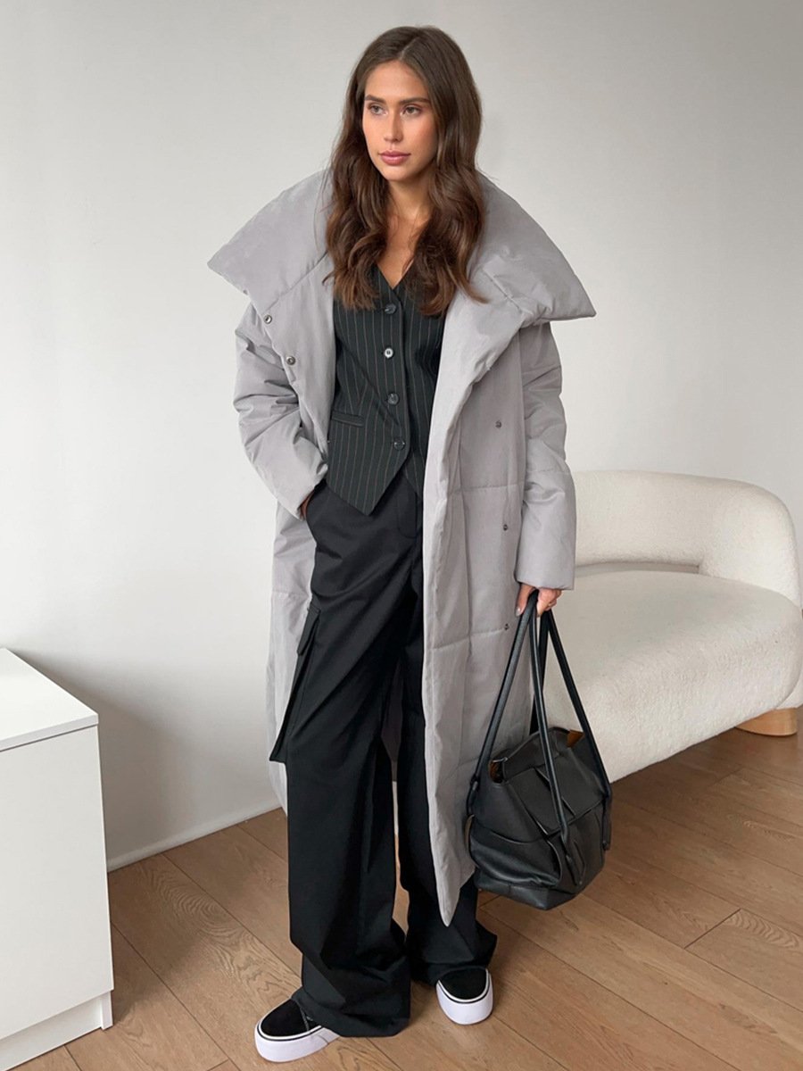 US/EU Cut Wide Warm Long Collar Coat Jacket - Image 9